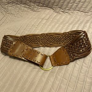 Genuine Brown Leather Braided Belt Women’s Size M/L